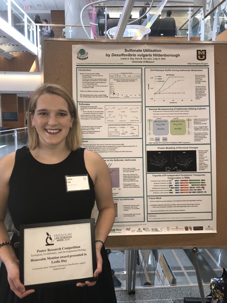 Leslie Day ENIGMA undergrad Honorable mention for poster Mizzou Life ...